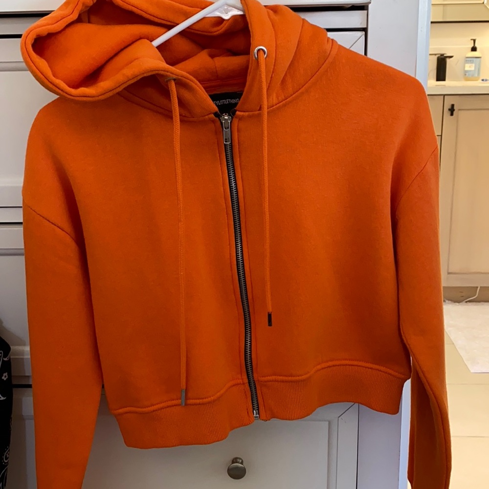 COPY - pretty little thing orange cropped hoodie